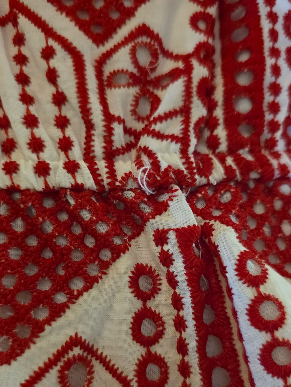 NWT CIEBON Ninita Bella Red White Eyelet Embriodered Scalloped Hem Dress Size M - Picture 11 of 15